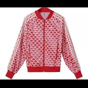 Adidas Pink and White Graphic Jacket